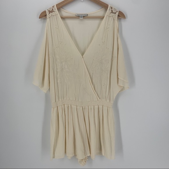 American Eagle Outfitters Cream Gauzy Boho Romper - Picture 3 of 15